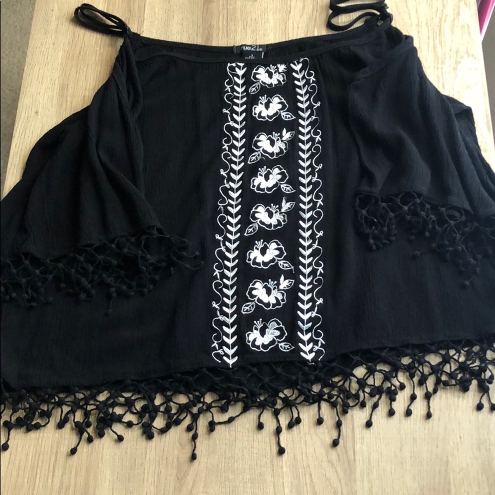 Black and white floral beach blouse